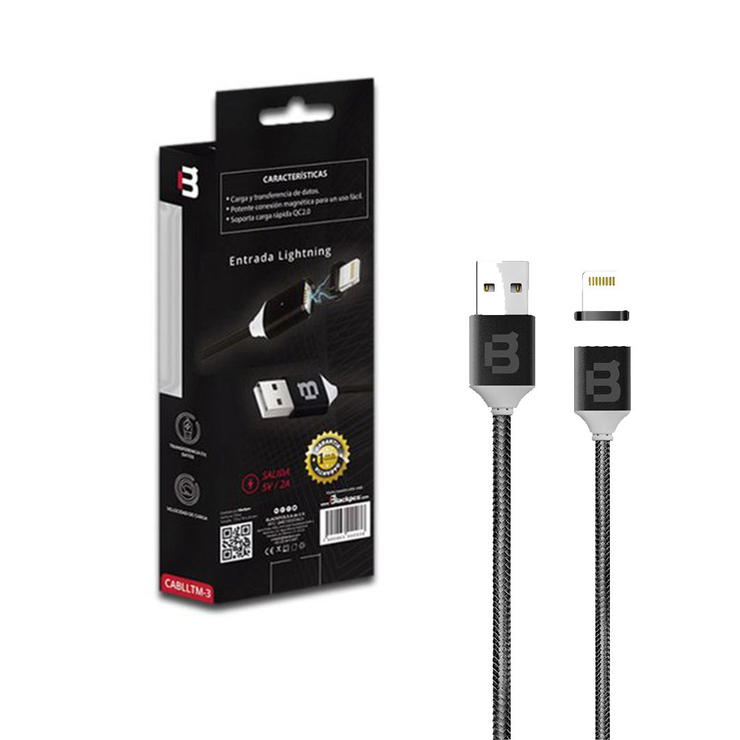 Cable magnetico Blackpcs lightning negro 1 metro