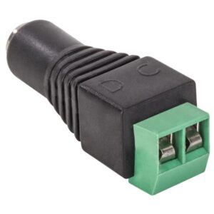 Adaptador jack invertido 2.1 mm a 2 terminales atornillables
