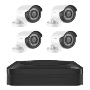 Sistema de seguridad CCTV con DVR pentahíbrido de 8 canales, 4 cámaras, disco duro y monitoreo por Internet