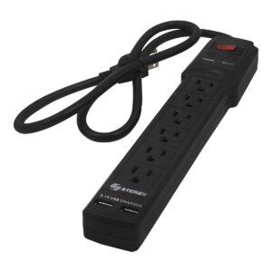 Multicontacto de 6 salidas verticales y doble cargador USB