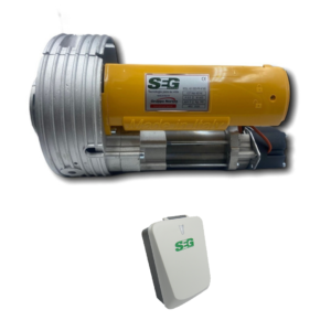 KIT OPERADOR DE CORTINA SEG 200KG CON FRENO ROLL CON CENTRAL SENSILLA PARA OPERADOR DE CORTINA Y 2 RADIO TRANSMISORES PLATA LG KROLLC922A