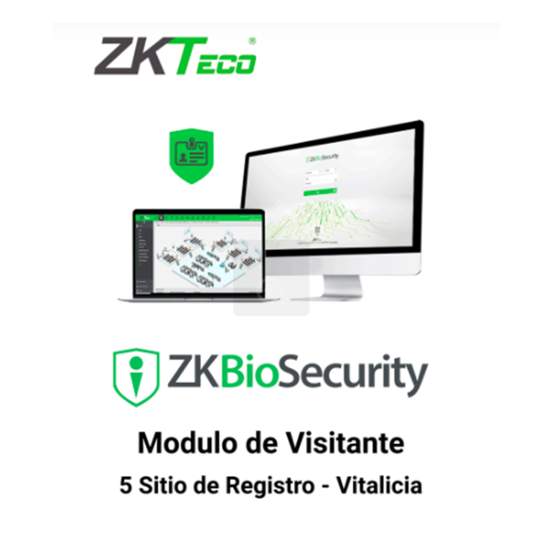 ZKTECO ZKBSVISP5 -Licencia para gestión de Visitas en Biosecurity / 10 000 Visitas por mes / Hasta 5 sitios de Registro / Vitalicia Marca: ZKTECO Modelo: SME Package ZKBS-VIS-P5