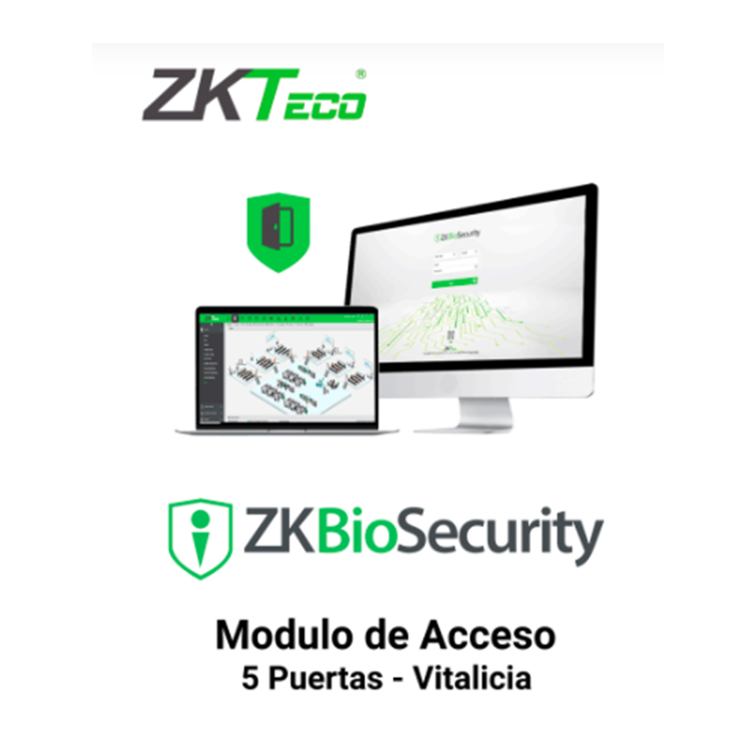 ZKTECO ZKBSAC5 - Licencia Vitalicia para 5 Puertas en Control de Acceso / Hasta 30 000 Usuarios / 200 Departamentos / 200 Áreas
Marca: ZKTECO Modelo: ZKBS-AC-P5